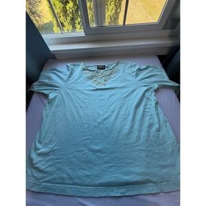 Bob Mackie Wearable Art Top Women's Studded Short Sleeve - 2X